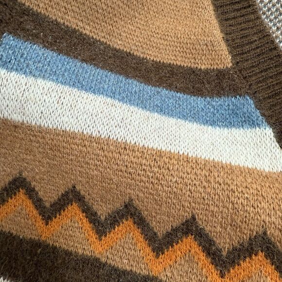 Double Breasted Grandpa Sweater Vest Sz M Button Up Fair Isle Cottage Shimmer - Picture 9 of 10